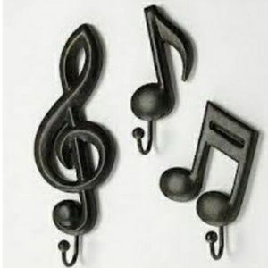 3 Piece Set Musical Note Wall Hooks